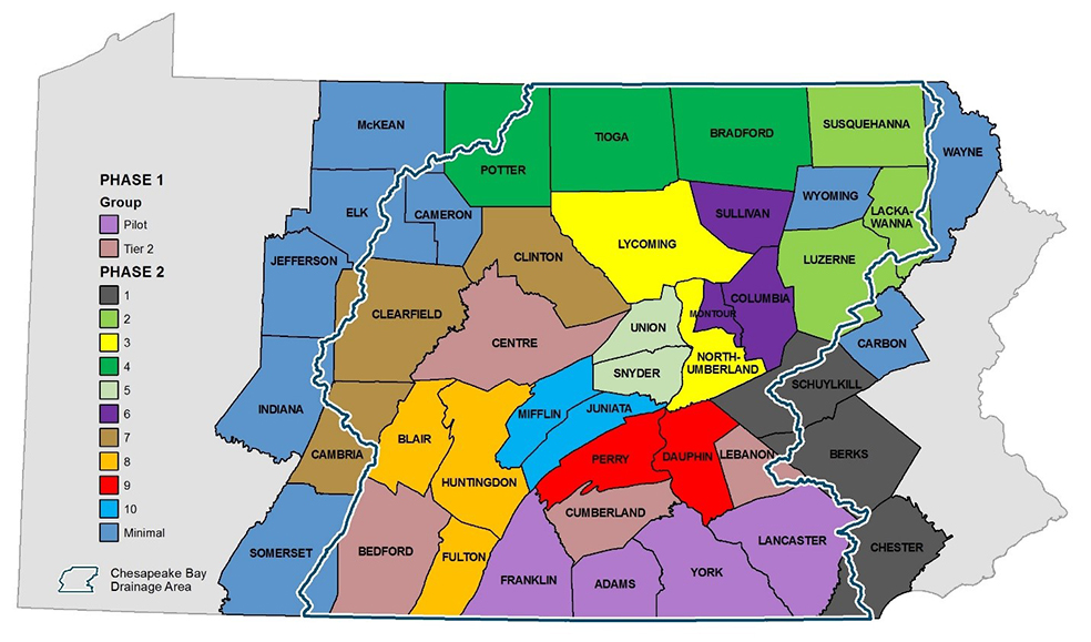 PA Counties Chesapeake Bay Restoration Map 